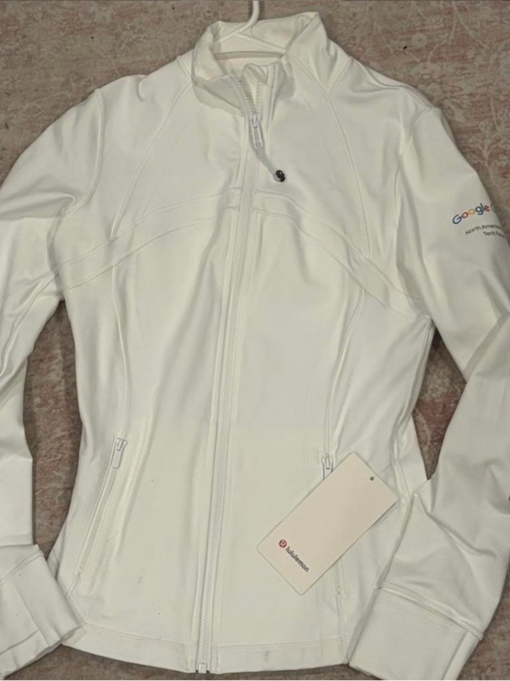lululemon athletica White Full-Zip Utility Jacket with Google Sleeve Logo